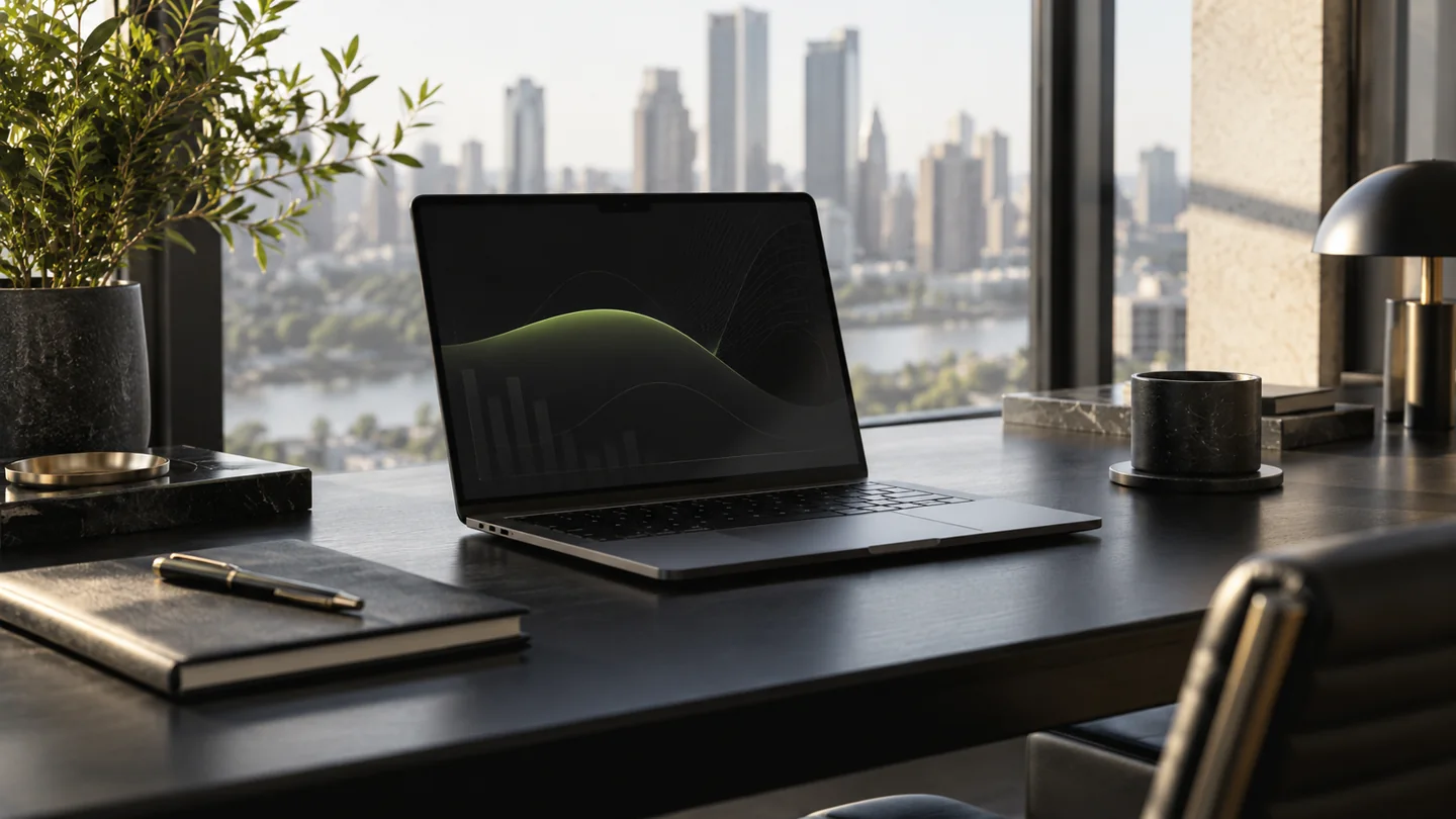 Editorial marketing workspace illustrating growth planning